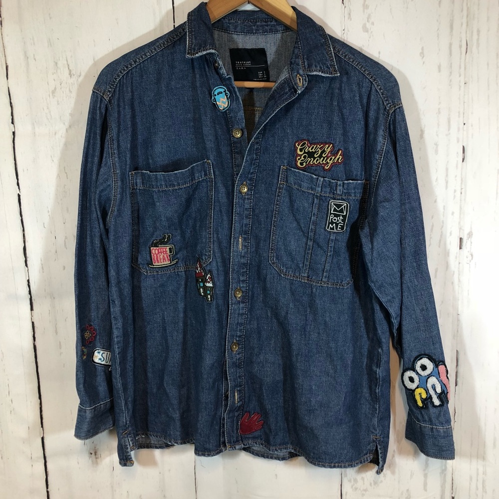 Zara Patchwork Chambray Button Down